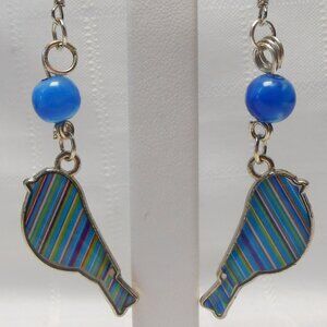 No 477 Handmade earrings with enameled silver birds charms